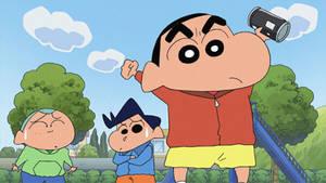 Shin Chan With Black Can Wallpaper