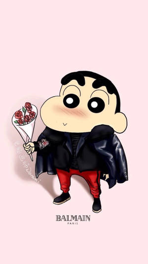 Shin Chan With Flowers Wallpaper