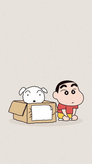 Shinchan Aesthetic With Shiro In A Box Wallpaper