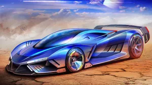 Shiny Blue Sports Car Wallpaper