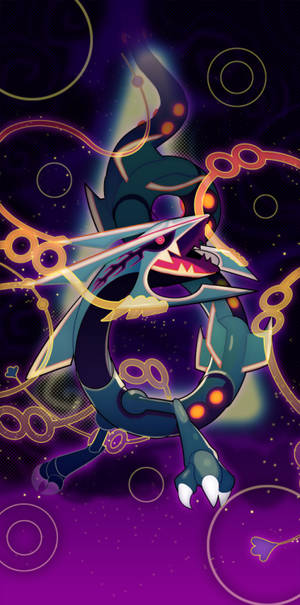 Shiny Rayquaza Purple Smoke Wallpaper
