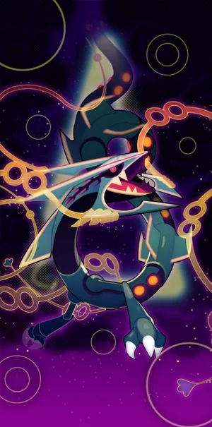 Download Glowing Neon Green Rayquaza Wallpaper