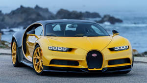 Shiny Yellow Bugatti Chiron Wallpaper