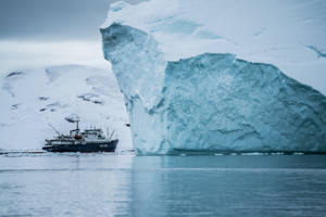 Ship Near Greenland Iceberg Wallpaper