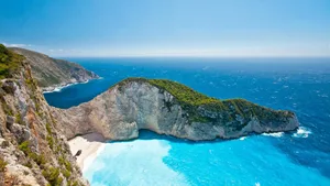 Shipwreck Beach In Greece Wallpaper