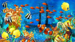 Shipwreck Tropical Fish Wallpaper