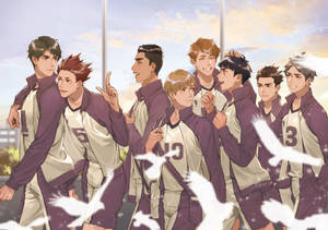 Shiratorizawa Members Walking Together Wallpaper