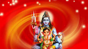 Shiv Parivar Shiva And Ganesha Sparkles Wallpaper
