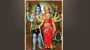 Shiv Parvati Hd In Square Frame Wallpaper