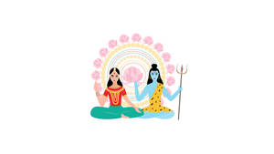 Shiv Parvati Hd Meditation Wreath Wallpaper