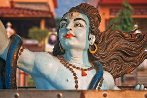 Shiv Shankar Blue Statue Wallpaper