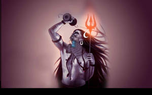 Shiv Shankar With Glowing Trishula Wallpaper