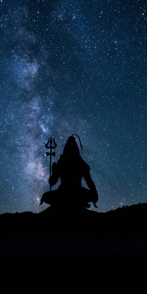 Shiva Black Meditating Under The Stars Wallpaper
