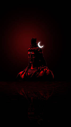 Shiva Black Monochromatic Red Statue Wallpaper