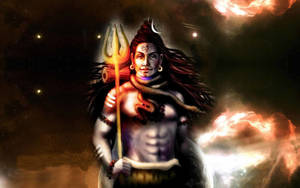 Shiva Black With Glowing Trishula Trident Wallpaper