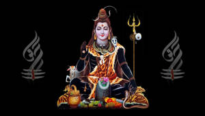 Shiva Black With Sacred Gold Trident Wallpaper