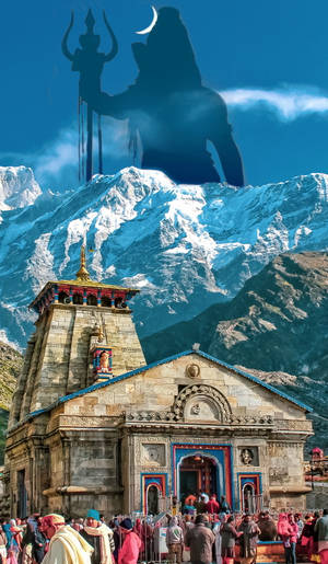 Shiva Iphone Silhouette Above Temple Wallpaper