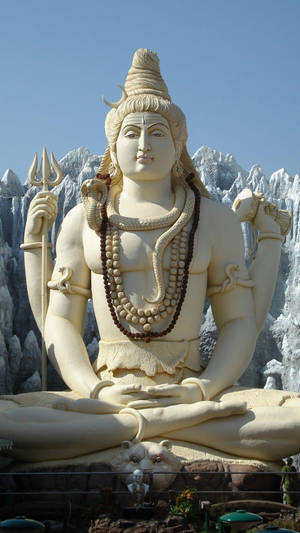 Shiva Iphone White Statue Front View Wallpaper