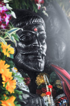 Shivaji Maharaj With Flowers Wallpaper