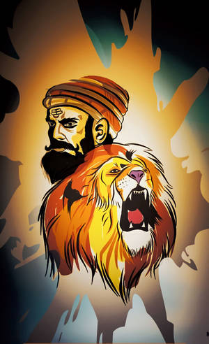Shivaji Maharaj With Lion Wallpaper