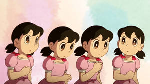 Shizuka Doraemon Four Illustrations Wallpaper