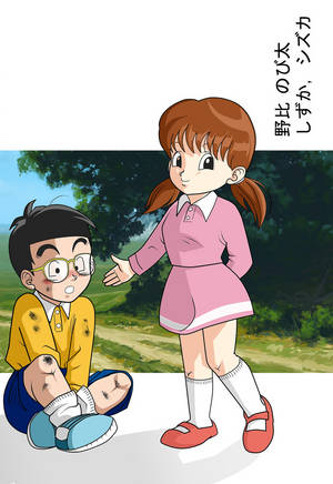 Shizuka Helps Nobita Hd Art Wallpaper