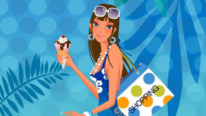 Shopping Cool Girl Cartoon Wallpaper