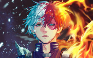 Shoto Ice And Fire Anime Poster Wallpaper