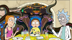 Show That You Are A Fan Of The Hit Show Rick And Morty With This Unique Macbook! Wallpaper