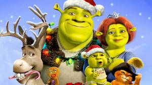 Shrek Forever After Christmas Family Portrait Wallpaper