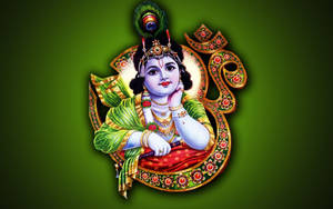 Shri Krishna Against Om Symbol Wallpaper