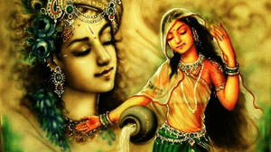Shri Krishna And Radha Painting Wallpaper