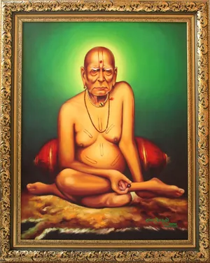 Shri Swami Samarth Framed With Green Background Wallpaper