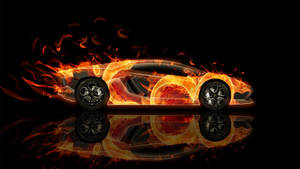 Side View Of Fire Car Wallpaper