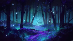 Silhouette Of Beautifully Majestic Deer Standing Resiliently Under A Soft Blue Sky Wallpaper