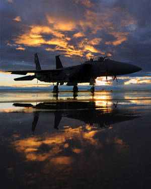 Silhouette Reflection Of A Jet Iphone Wallpaper