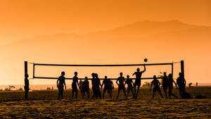 Silhouette Volleyball Play Wallpaper