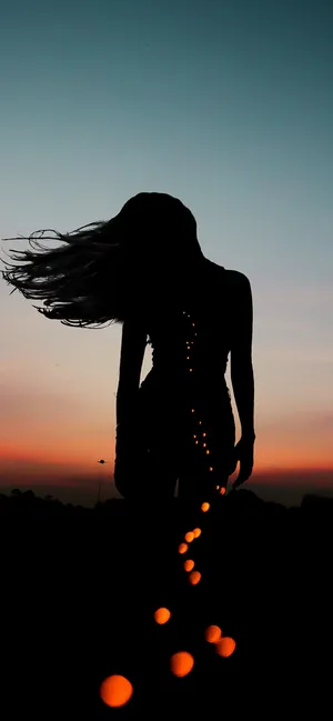 Silhouette With Moons For Girls Wallpaper