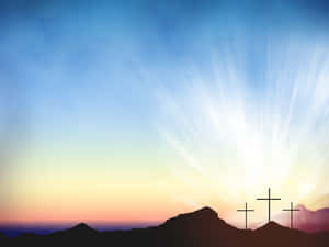 Silhouetted Crosses Religious Easter Wallpaper