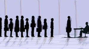 Silhouettes Representing Frictional Unemployment Wallpaper