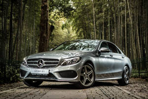 Silver Benz 4k In Forest Wallpaper