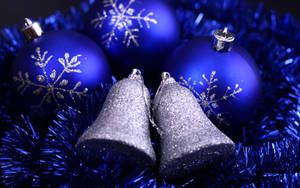 Silver Glitter Christmas Bells Wallpaper