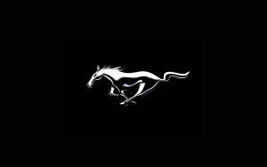 Silver Mustang Emblem In Solid Black Wallpaper