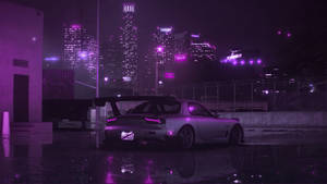 Silver Rx7 And Purple City Wallpaper
