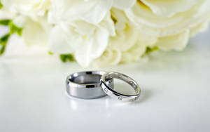 Silver Wedding Rings White Bouquet Wallpaper