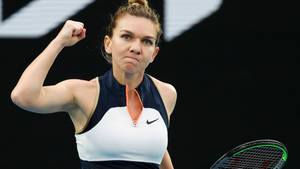 Simona Halep Raised Fist Wallpaper