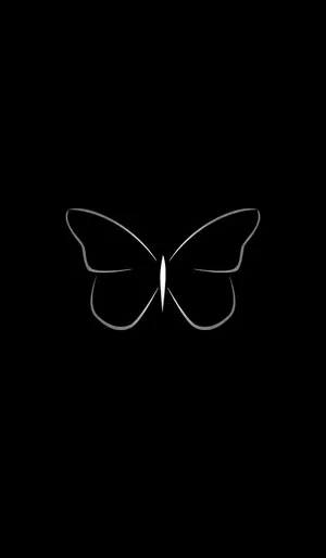 Simple Black Butterfly With White Outline Wallpaper