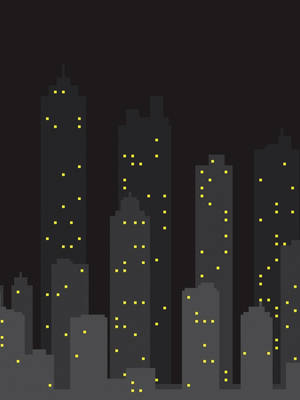Simple Black City Building Lights Wallpaper