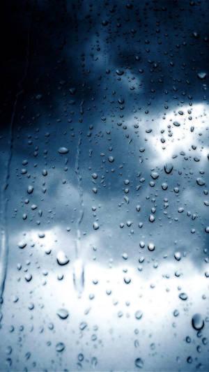 Simple Blue And Beautiful Rain Droplets Wallpaper