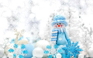 Simple Blue Snowman Wallpaper